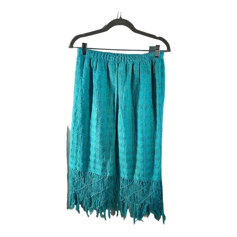 Women’s Aqua Reef Fringe Midi Skirt Size M